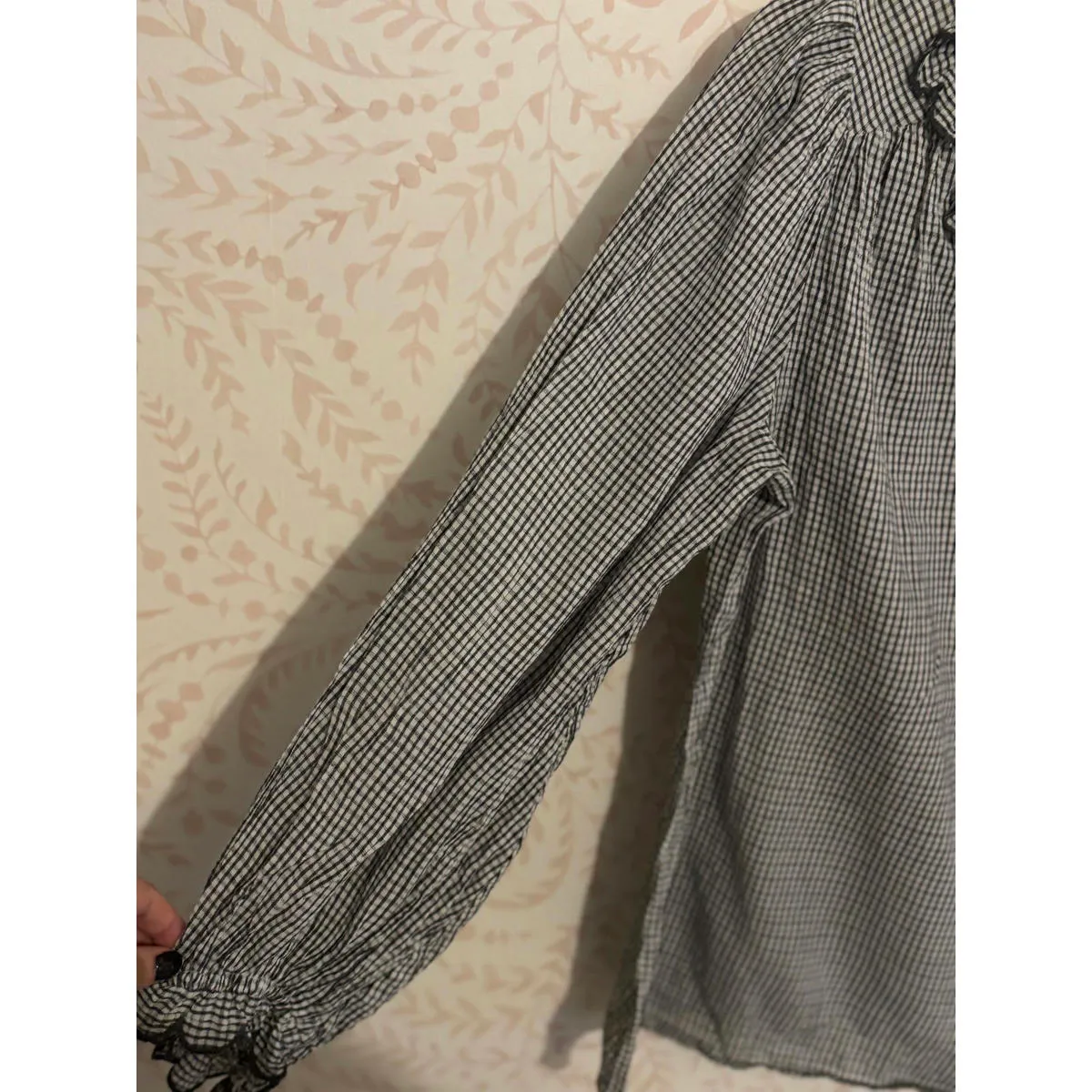 Max Studio  Women's Black and White Checkered Ruffle Trim Blk - Image 4