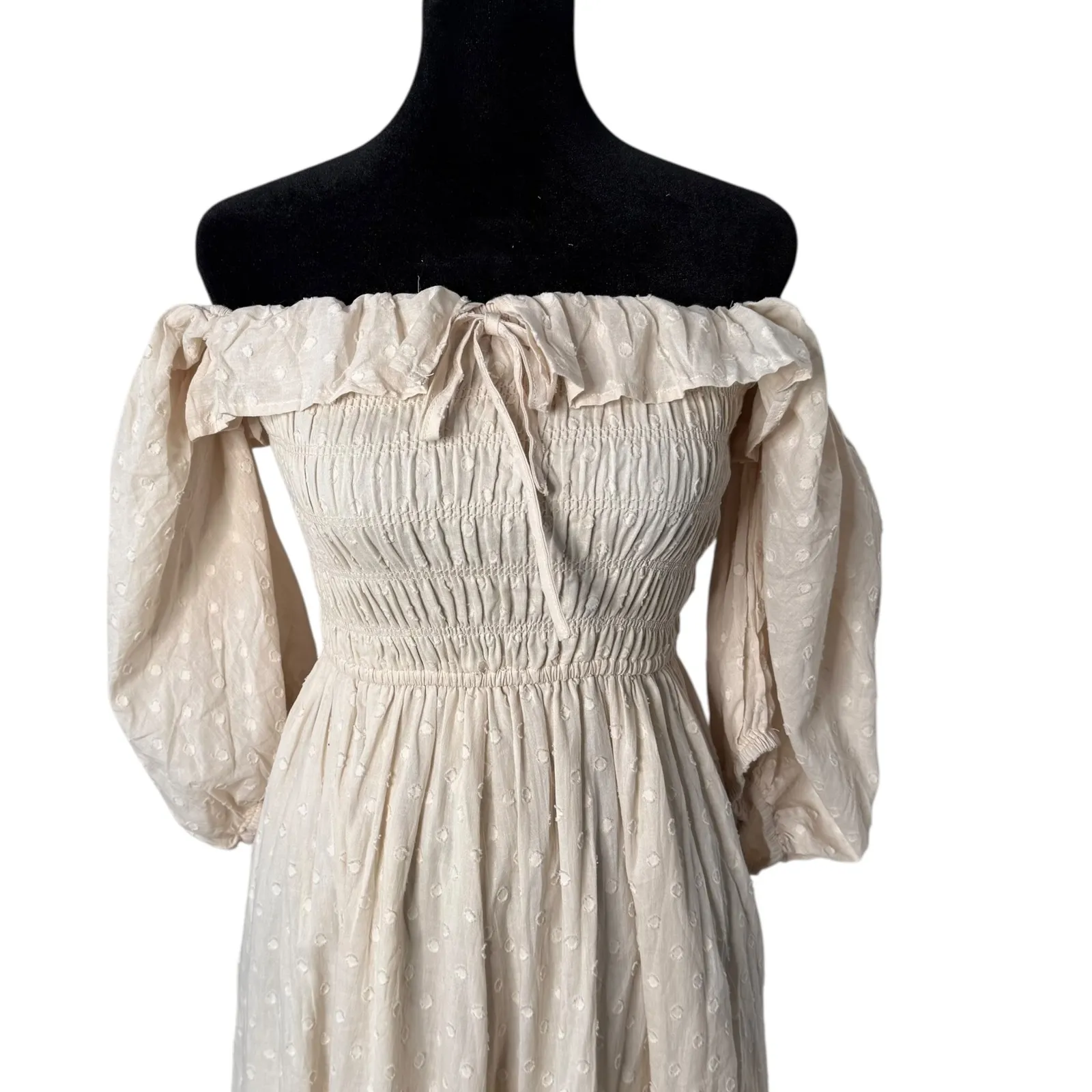 R. Vivimos Off The Shoulder Maxi Dress Smocked Milkmaid‎ Size S Cottagecore NEW - Image 4