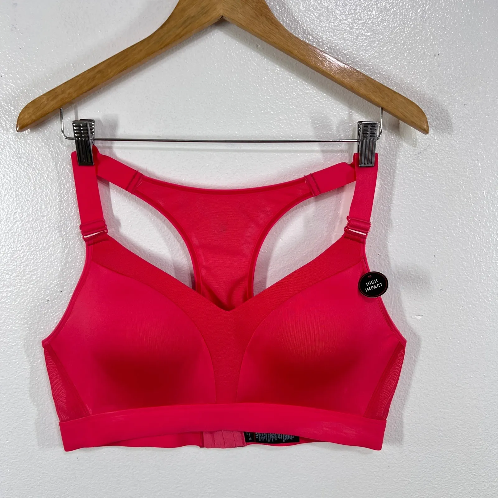 Spyder Active Women High Impact Sports Bra XL Pink Racerback Padded Mesh Support - Image 2