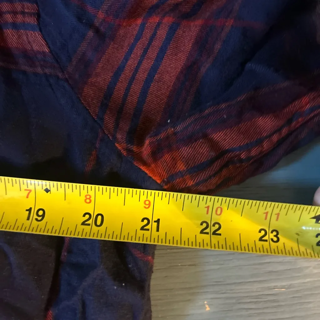 Mossimo Supply Co. Navy and Orange Plaid Shirt | Large Red - Image 5