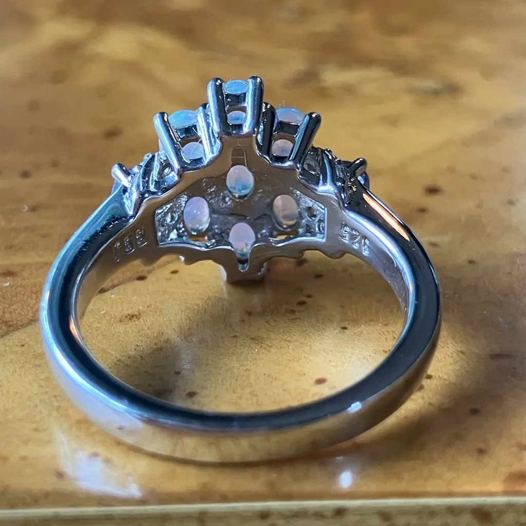 Natural Ethiopian Opal Tanzanite Sterling Silver Ring Size 6 - Image 5