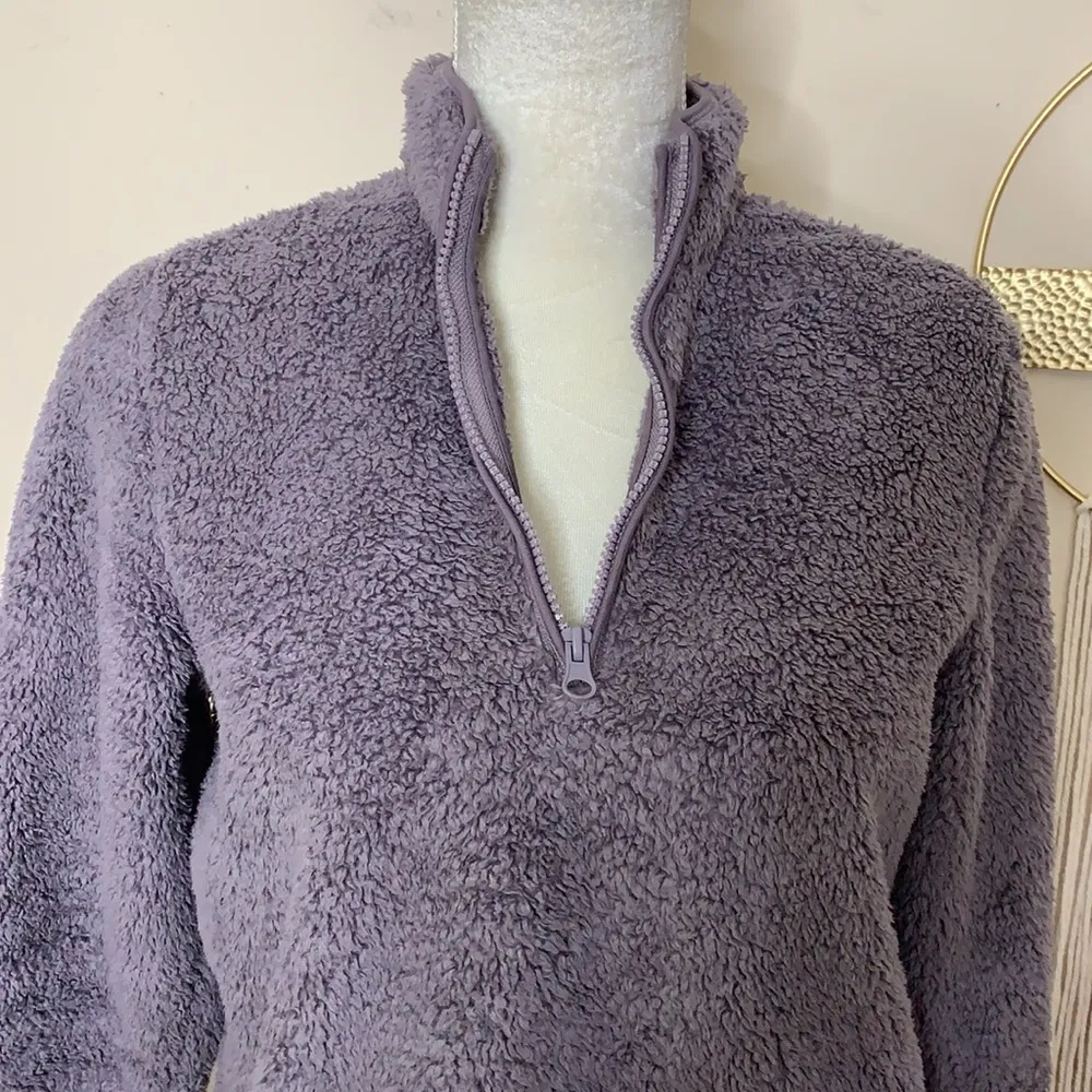 h&m • quarter zip fleece sherpa pullover sweater - Image 89