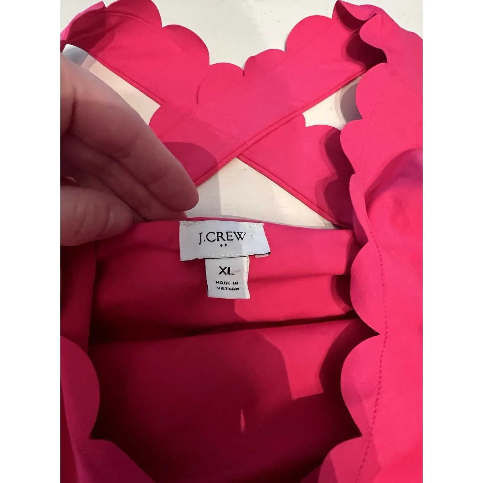J Crew Factory Scallop Activewear Dress HOT PINK Size XL Criss Cross Back Tennis - Image 6