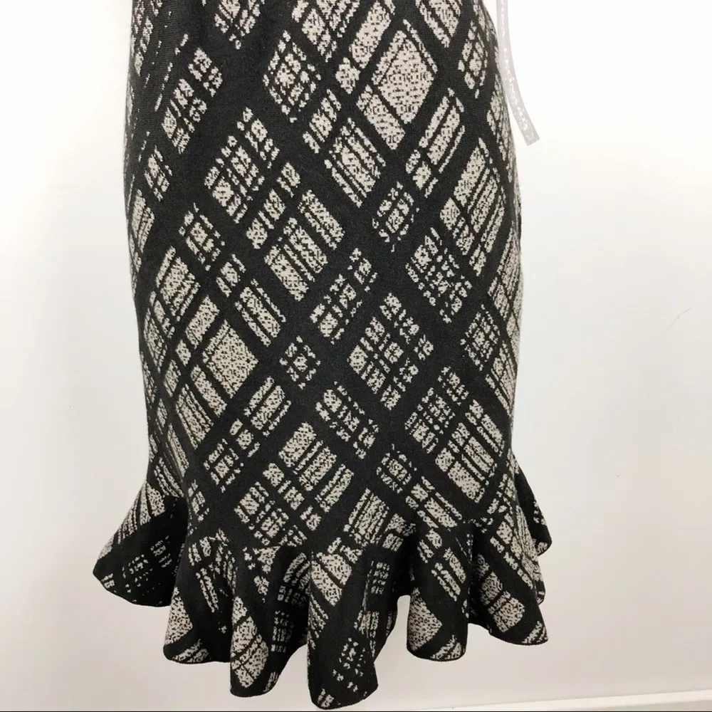 NWT Nina Leonard Plaid Printed Ruffle Hem Knit Dress Large Office Job Career - Image 8