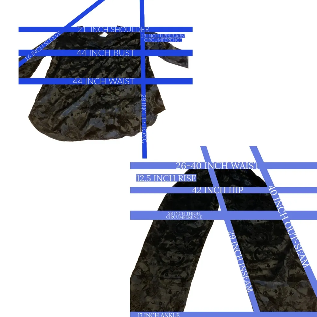 VINTAGE 1990'S ADONNA BLACK SATIN & LACE FLORAL PAJAMA SET (M) - Image 13