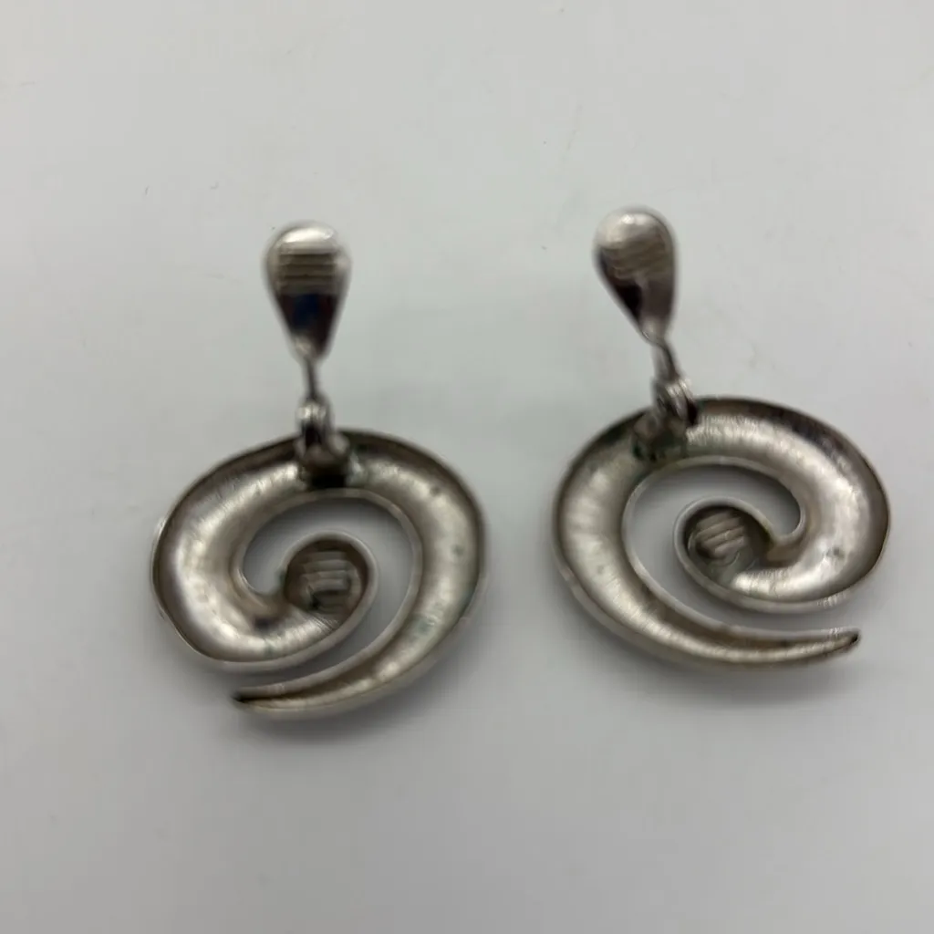 MONET Silver Swirl Earrings. - Image 4