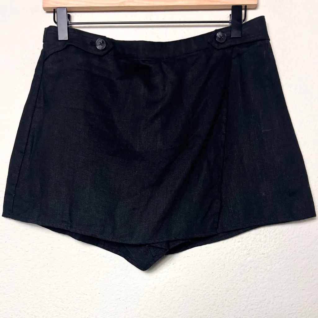Reformation Clover Linen Micro Skort - Black - Image 3