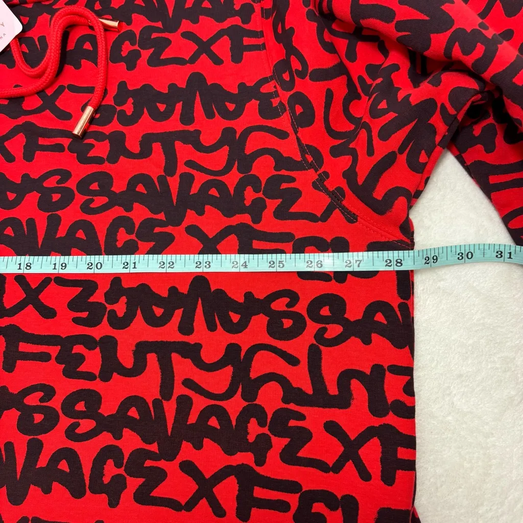 Savage X Fenty By RIHANNA HOODED ONESIE Red Black Graphic Jumpsuit Size 22 - Image 11