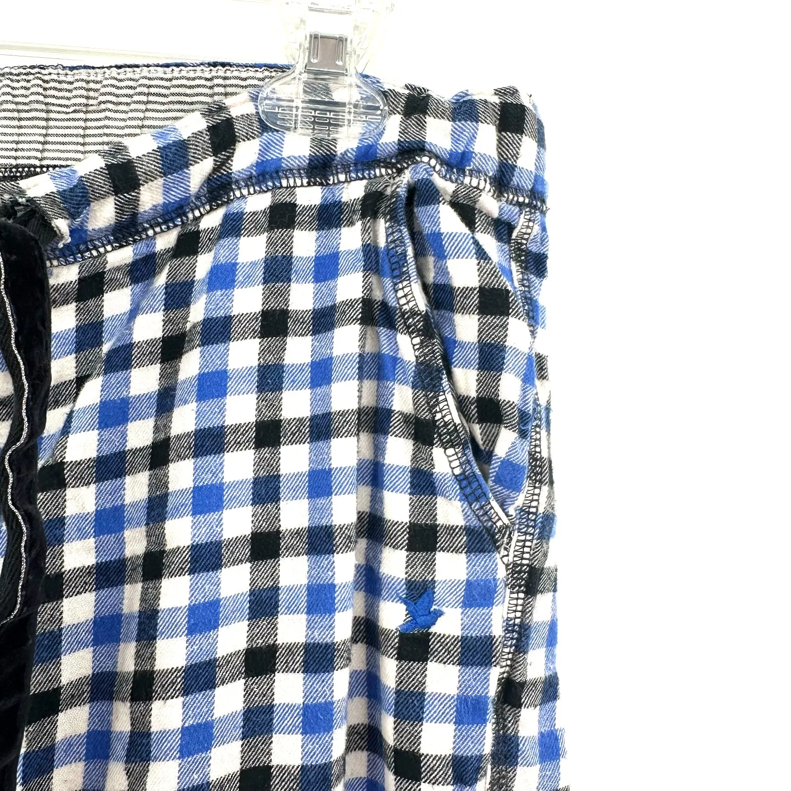 Aerie Size Medium Pajama Pants Blue Black Plaid Drawstring Waist‎ Sleepwear Pjs - Image 3