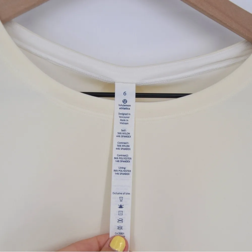 NEW Lululemon Pleat On Long Sleeve Top Crewneck Cream Women's 6 - Image 9