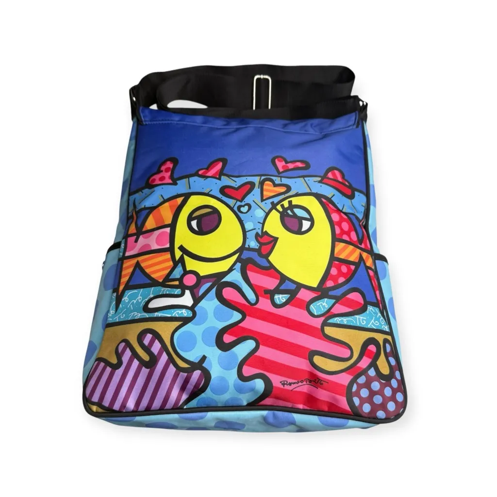 Romero Britto ❤︎︎ Iconic Deeply in Love Laptop iPad Messenger Bag ❤︎︎ Padded ❤︎︎ Blue - Image 14