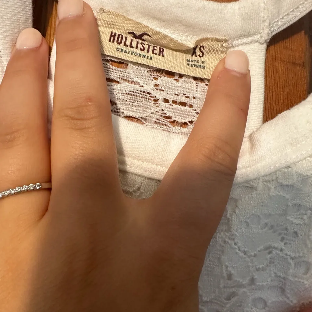 Hollister White Lace Tank Top - Image 2