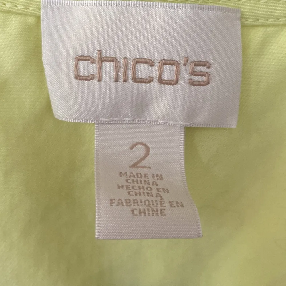 Chico’s Size 2‎ Drape Jacket Soft Lime Chicos Size Large Open Front Chartreuse - Image 3