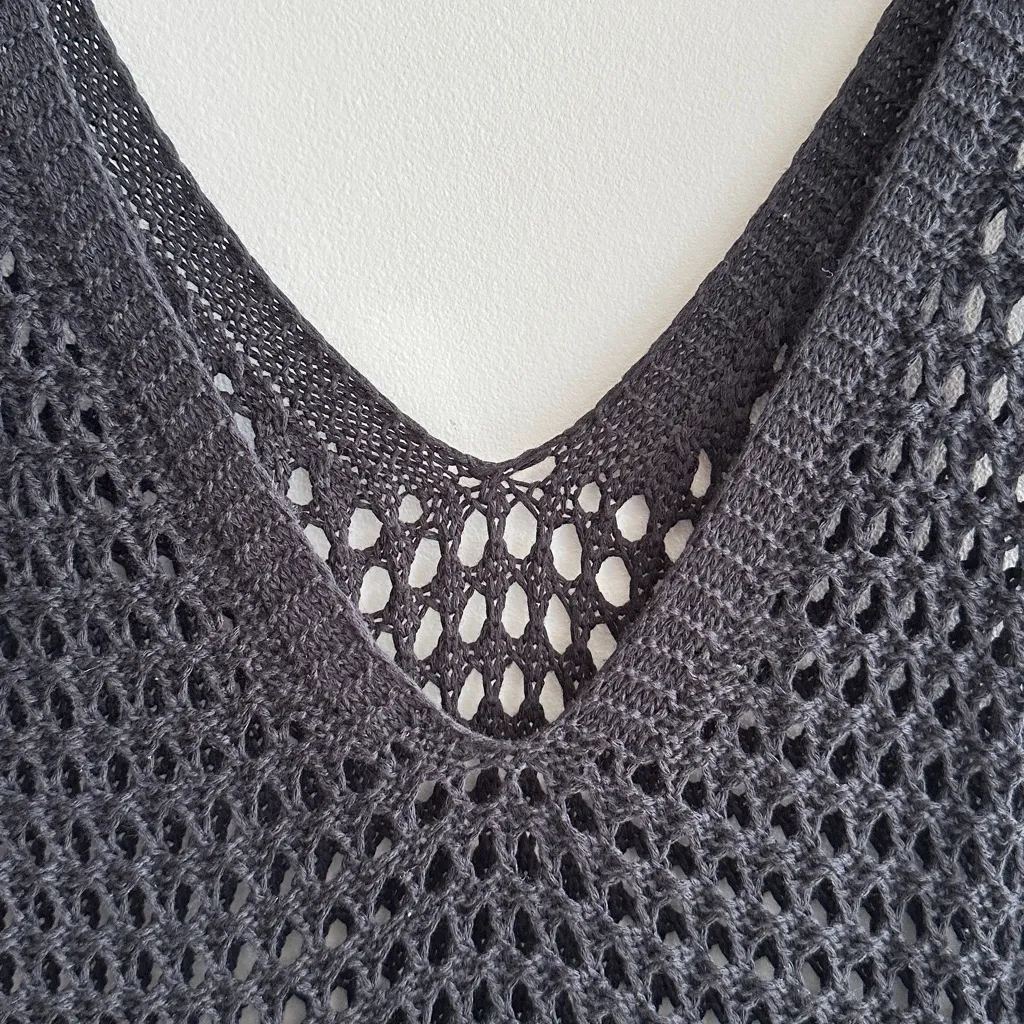 Black Crochet Beach Coverup, Maxi Dress, Size Medium/Large - Image 9