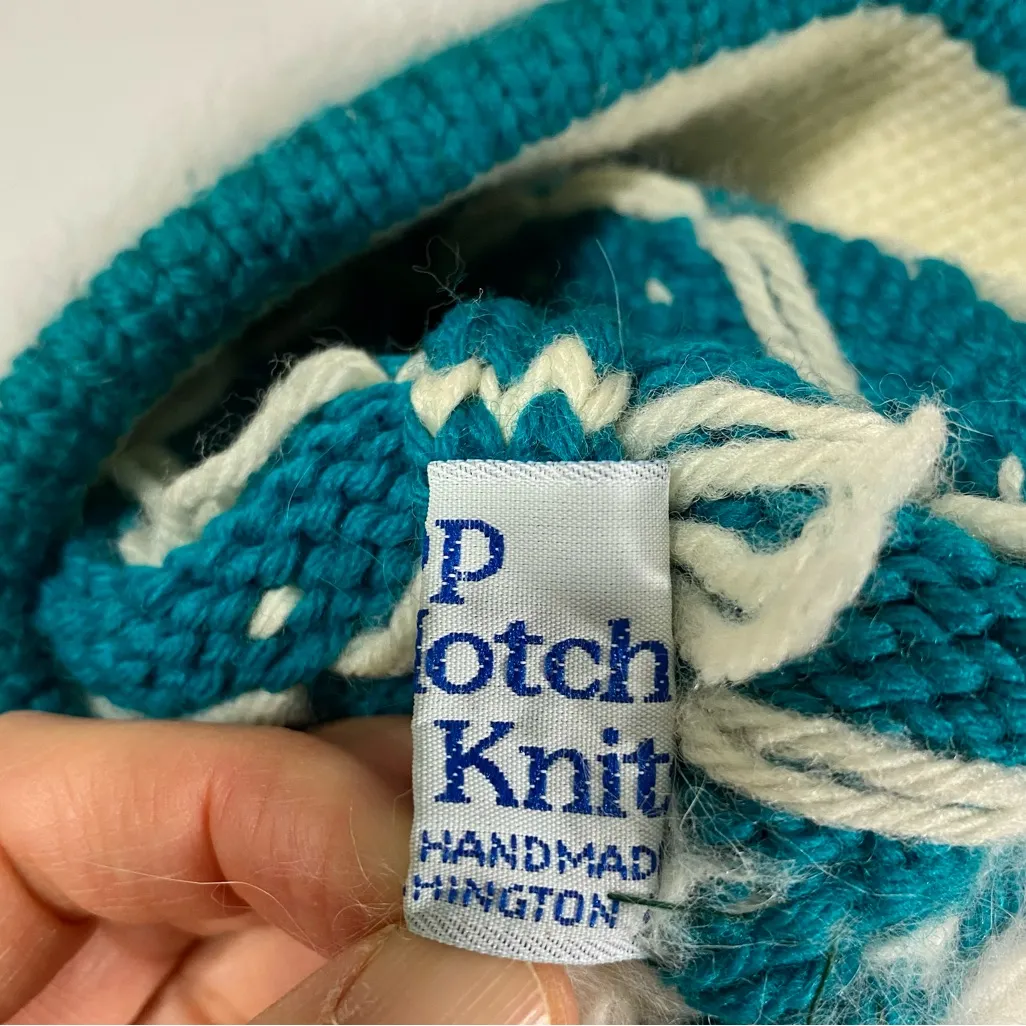 VINTAGE 90s TOP NOTCH KNITS 100% Wool Beanie Blue - Image 6