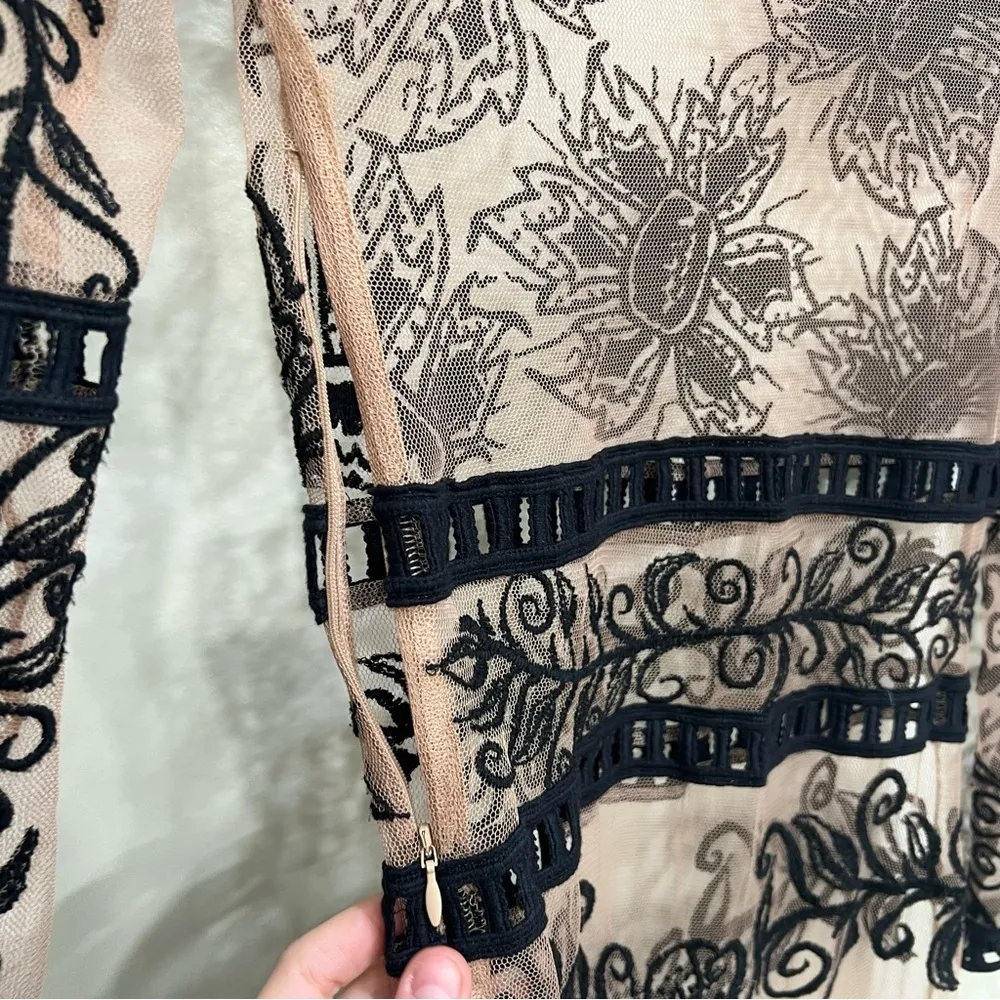 For Love and Lemons Desert Nights Mini Dress Black Embroidered Mesh - Image 9
