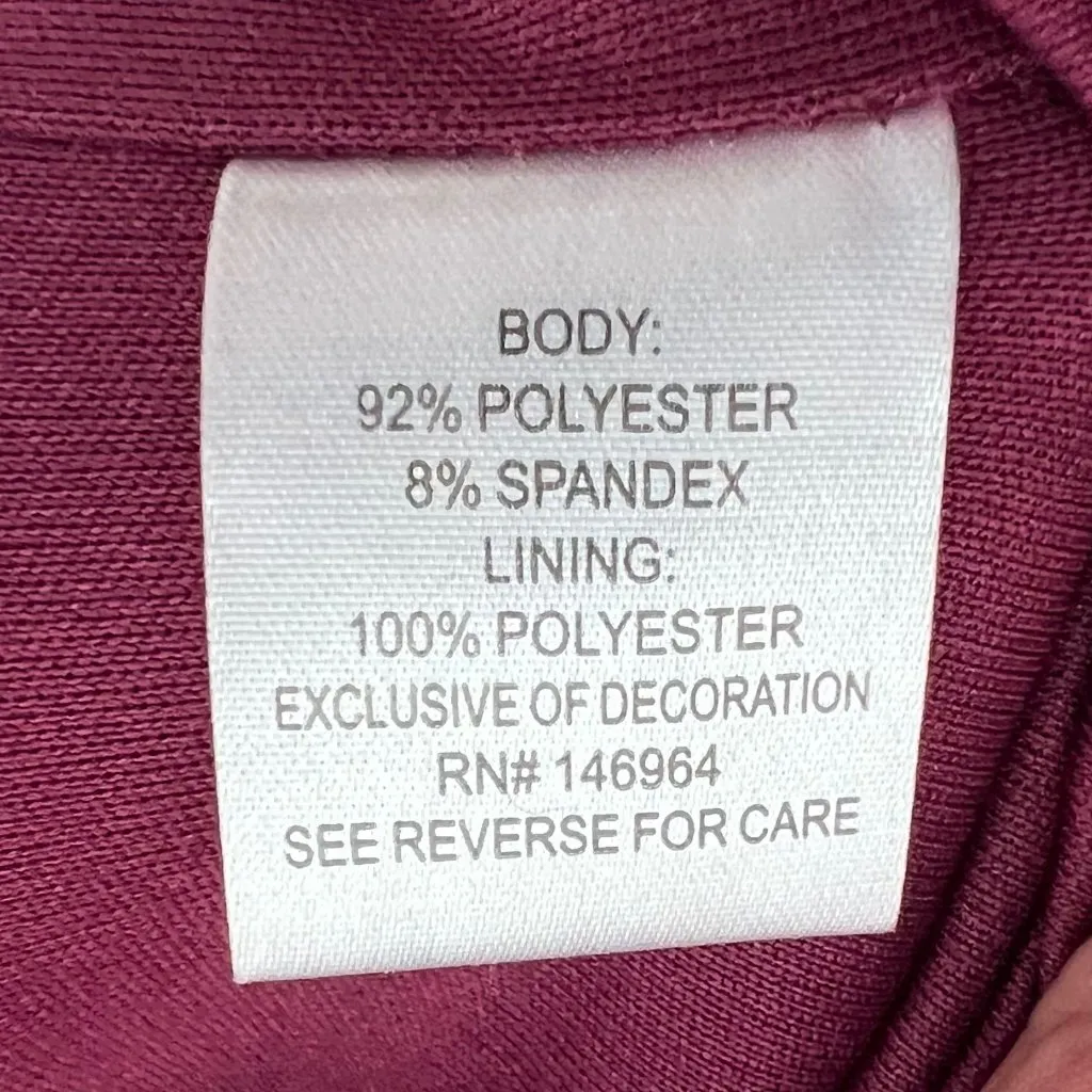 Maia Burgundy Feather Trim Mini Cocktail Dress 2 Sheath Stretch Flirty Fun Red - Image 9