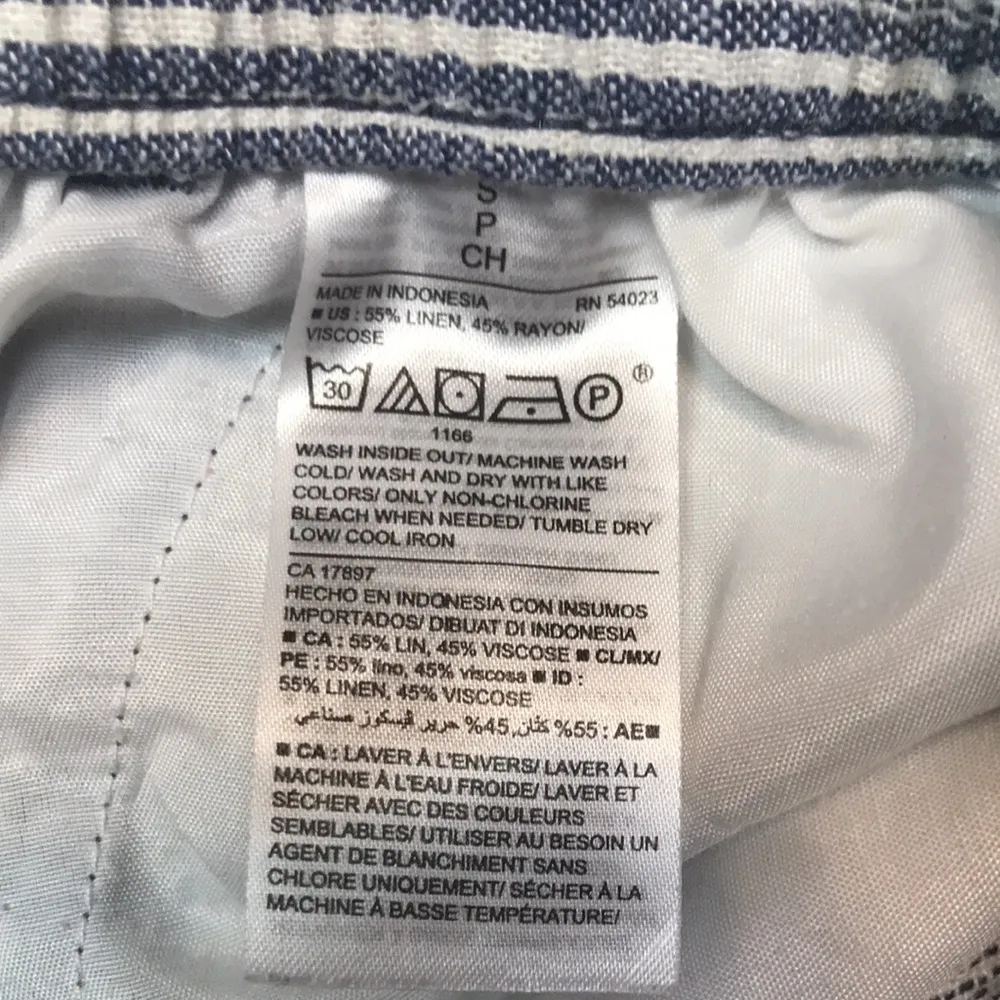 Old Navy Women’s Linen Blend Striped Blue White Pull On Straight Leg Pants - Image 8