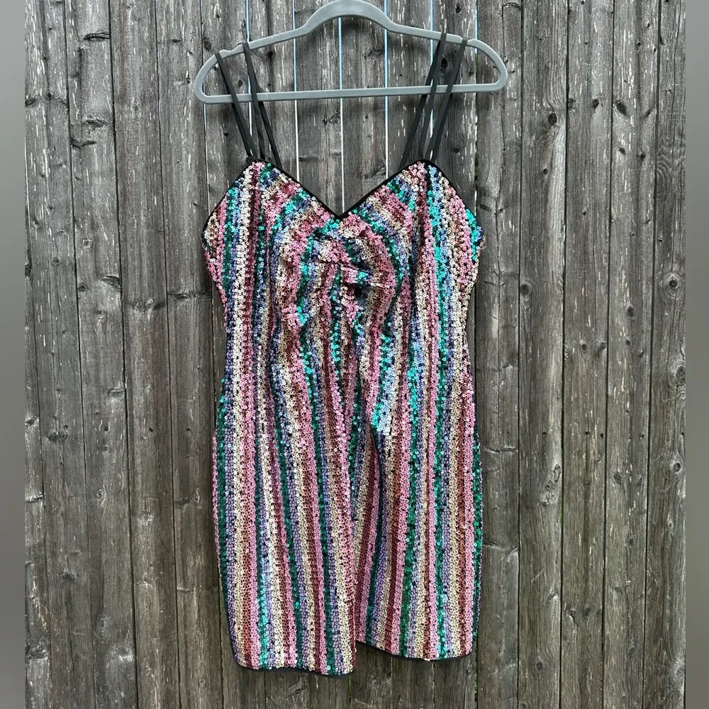 Lovers + Friends Sequin Double Spaghetti Strap Mini Dress Multicolor Size Large - Image 16