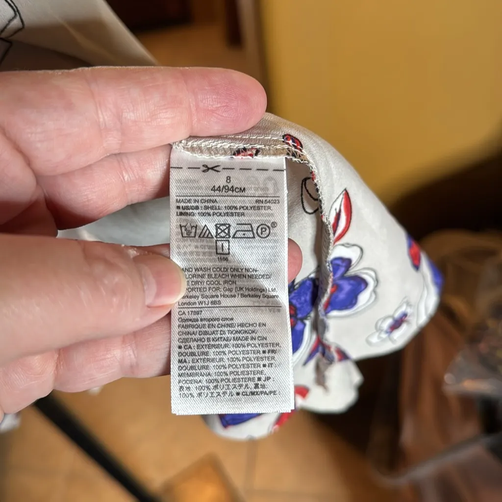 BANANA REPUBLIC FLORAL DROP WAIST TSHIRT DRESS GRAY RED BLUE PURPLE SIZE 8 - Image 8