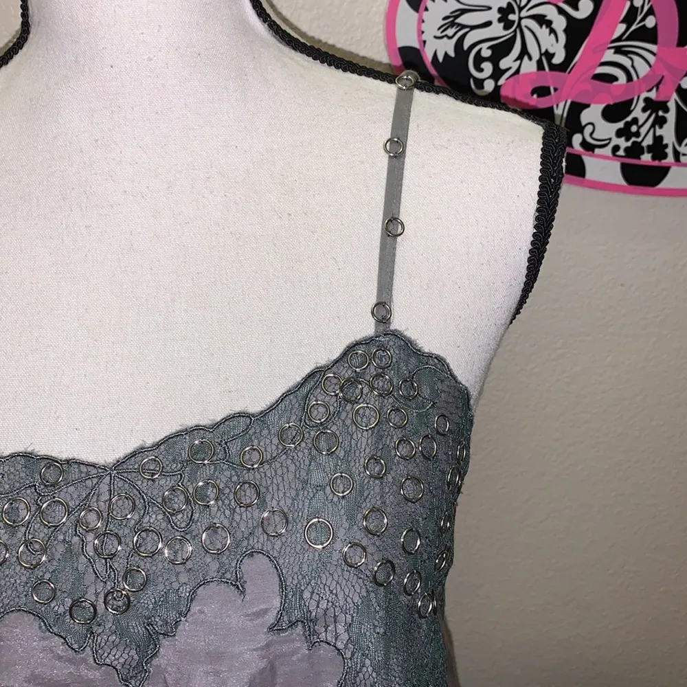 Miss Me grey sequined lined cotton silk boho tank top - Image 3