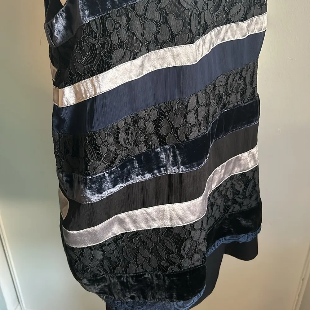 LOFT Women’s Velvet Lace Satin Striped Color Blocked Boxy Racerback Tank Top - Image 6