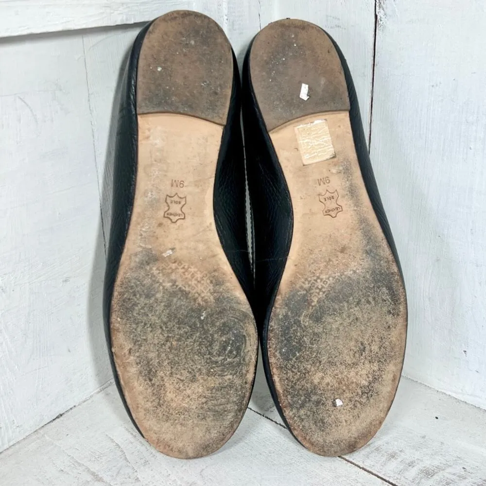 Tory Burch Leather Slip On Round Toe Ballet Flat Shoes Black Women's Size 9M - Image 5