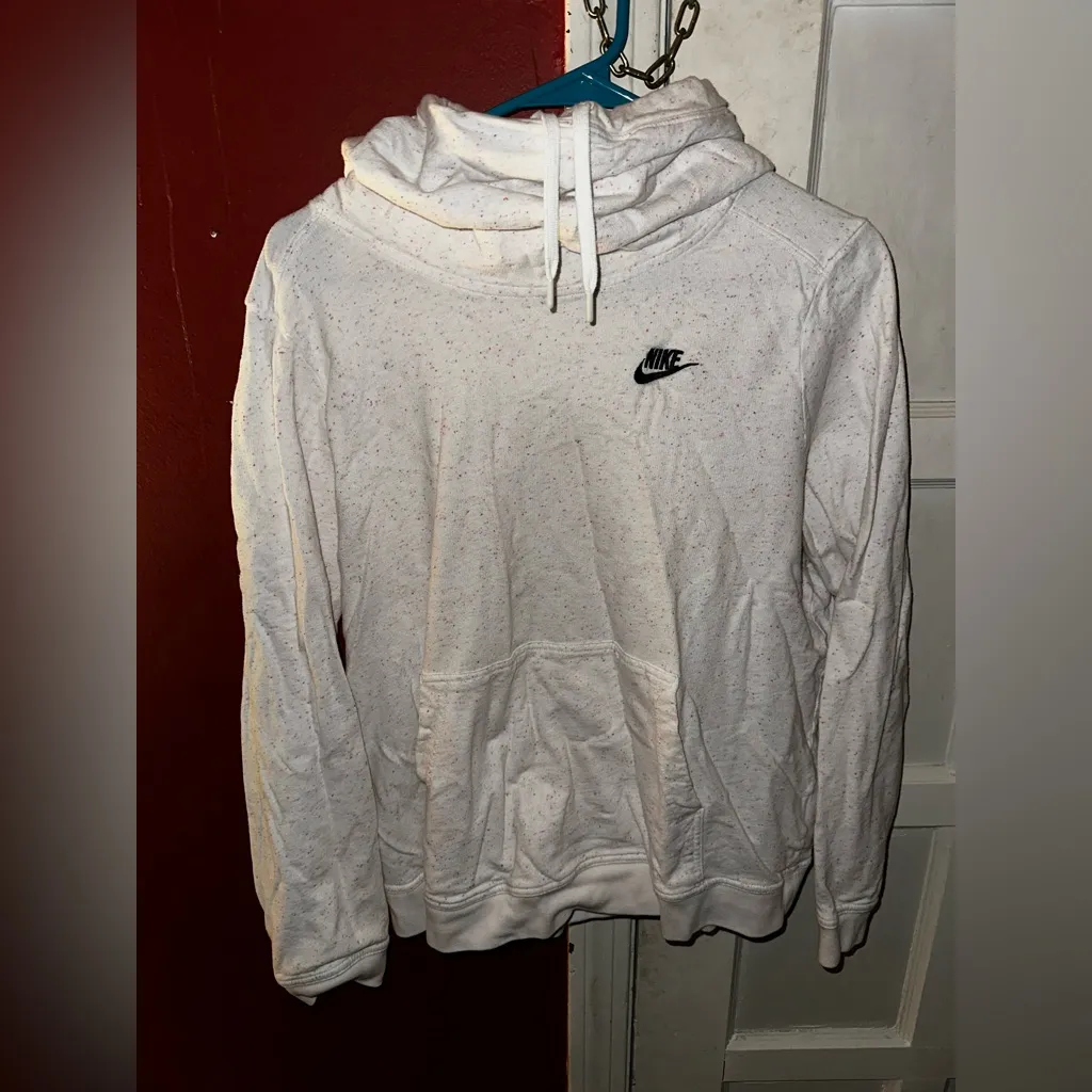 Nike Sportswear Club Fleece Funnel-Neck White Speckled Hoodie XL - Image 2