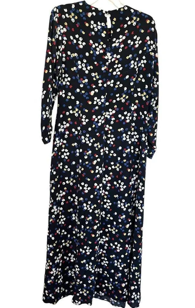 Zara Black Multicolor Confetti Dot Print Long Sleeve Maxi Dress Size Medium - Image 8