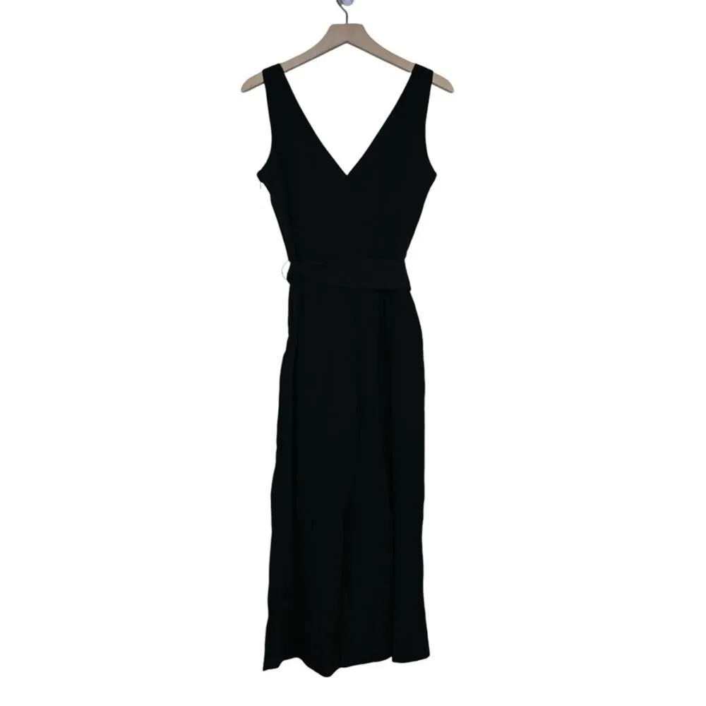 Sam Edelman Womens 8 Tie Waist Crop Wide Leg Jumpsuit in Black NEW - Image 3