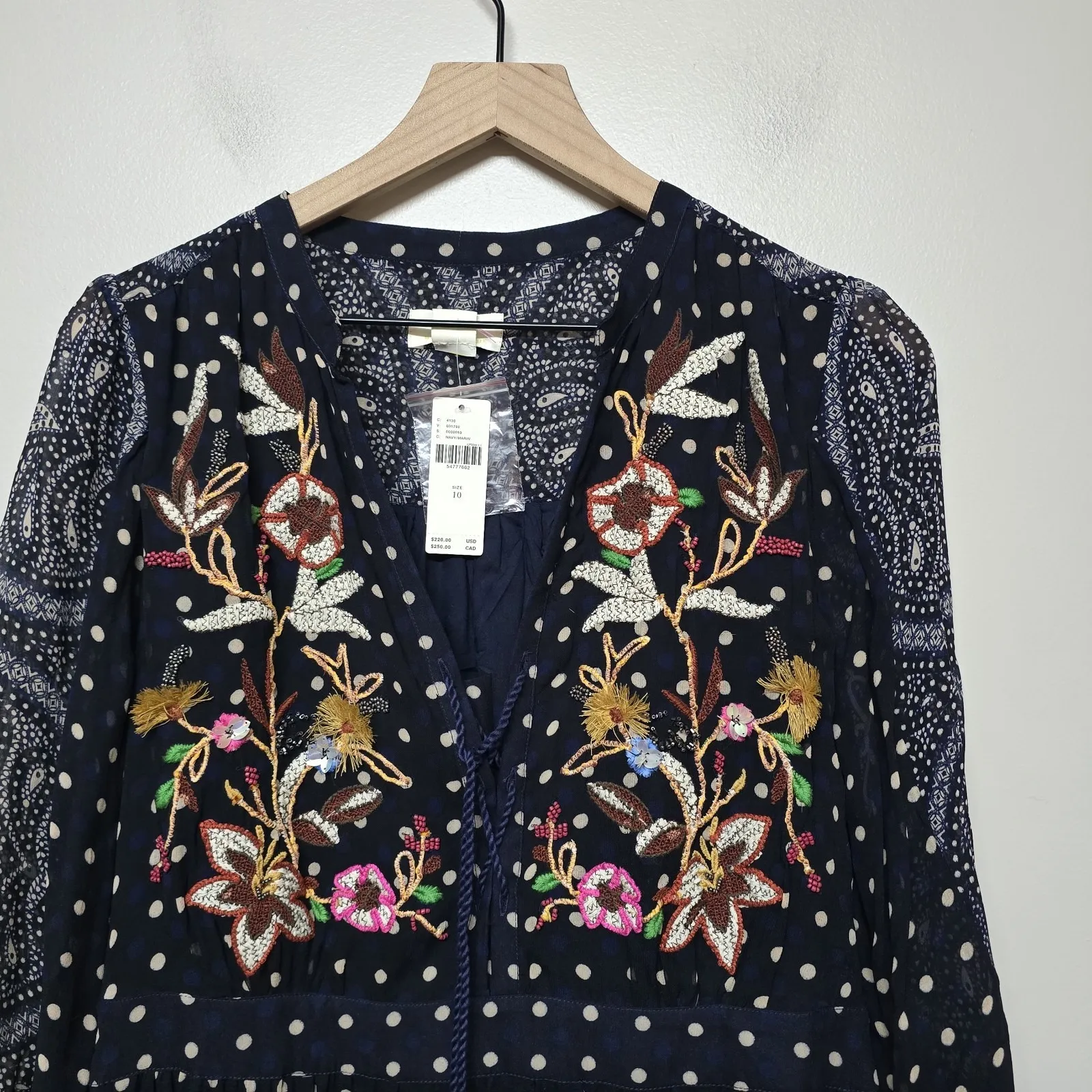 Maeve Anthropologie Cassidy Embroidered‎ Midi DressLace Sheer Florals Sz 10 Boho - Image 6