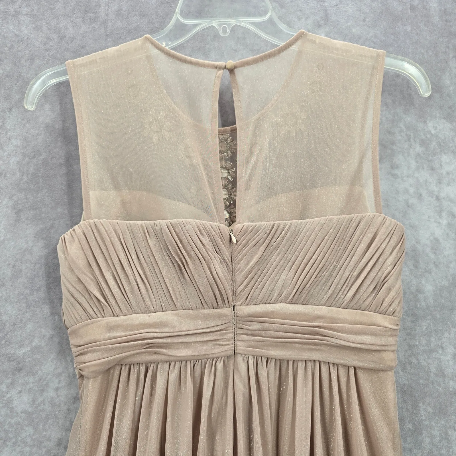 Calvin‎ Klein Gold Flare Rhinestone Sleeveless Knee Length Mesh Dress 8 Medium - Image 5