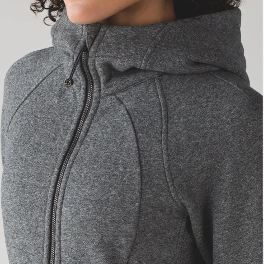 LULULEMON SCUBA HOODIE LIGHT COTTON FLEECE IN HEATHERED SPECKLED BLACK SIZE 6 - Image 4