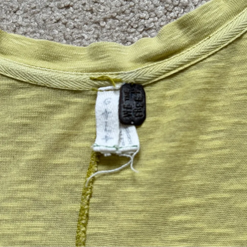 Free People Anna Burnout Tunic Long Sleeve Tee Size Large Yellow top distressed - Image 3