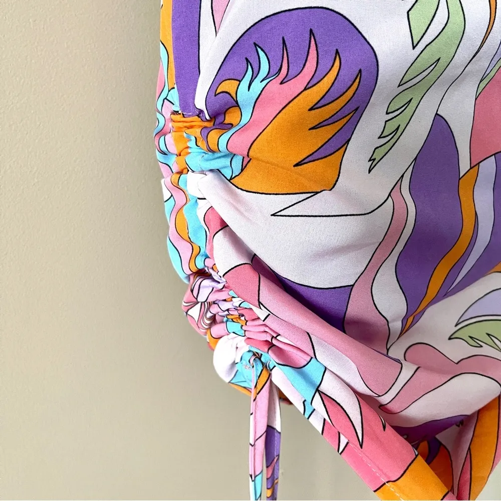 SHEIN | Slayr Allover Print Criss Cross Halter Top & Drawstring Skirt Sz XS - Image 6