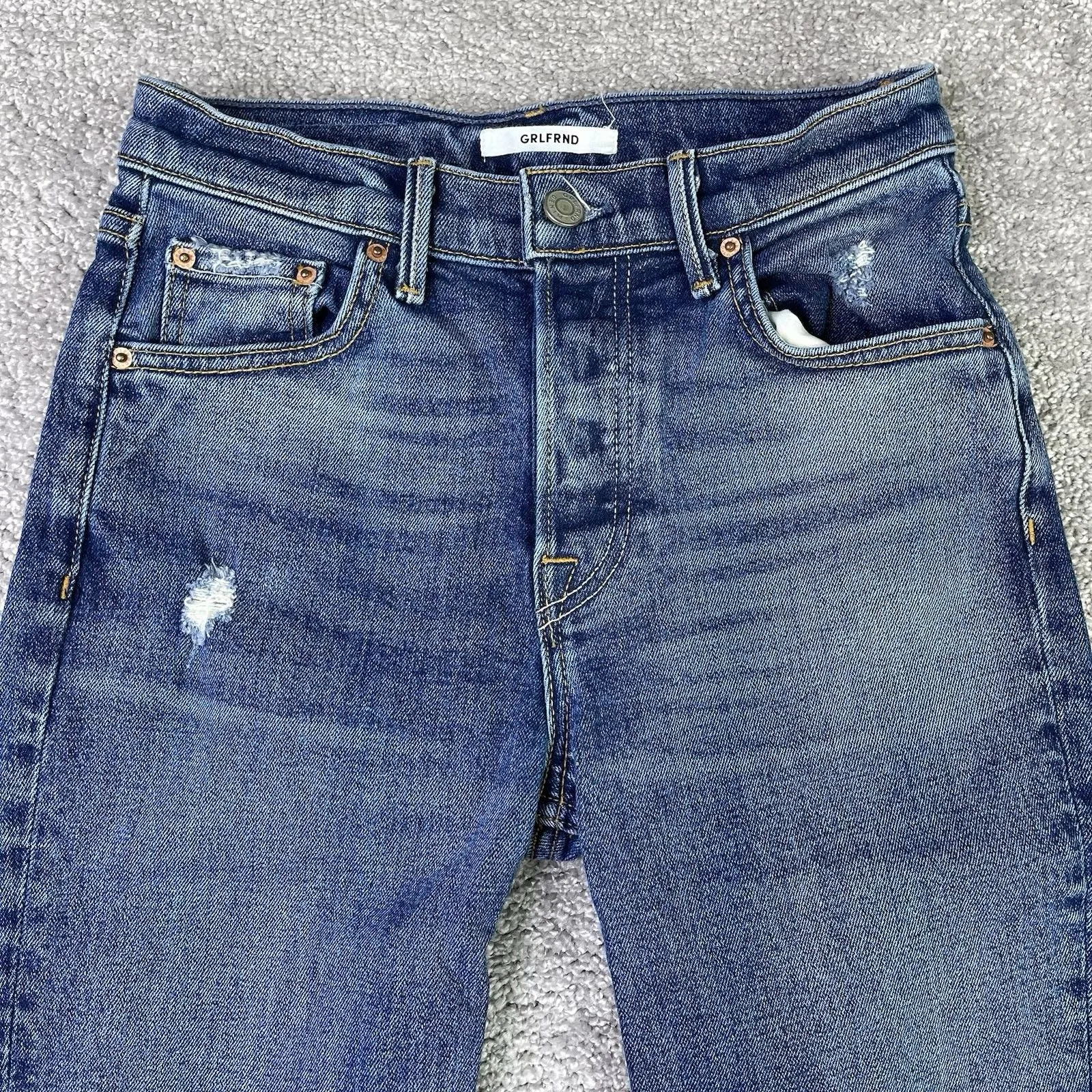 GRLFRND Karolina Jeans Women’s 24 Blue Skinny Mid-Rise Medium Wash Button Fly - Image 3