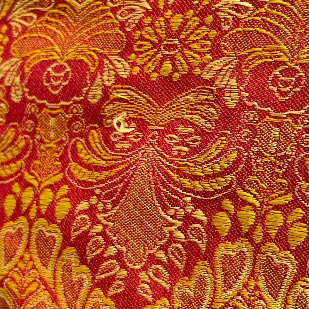 Vintage Y2K Strapless Dress Iridescent Red Gold Ribbon Bow Tie Belt Small A - Image 12