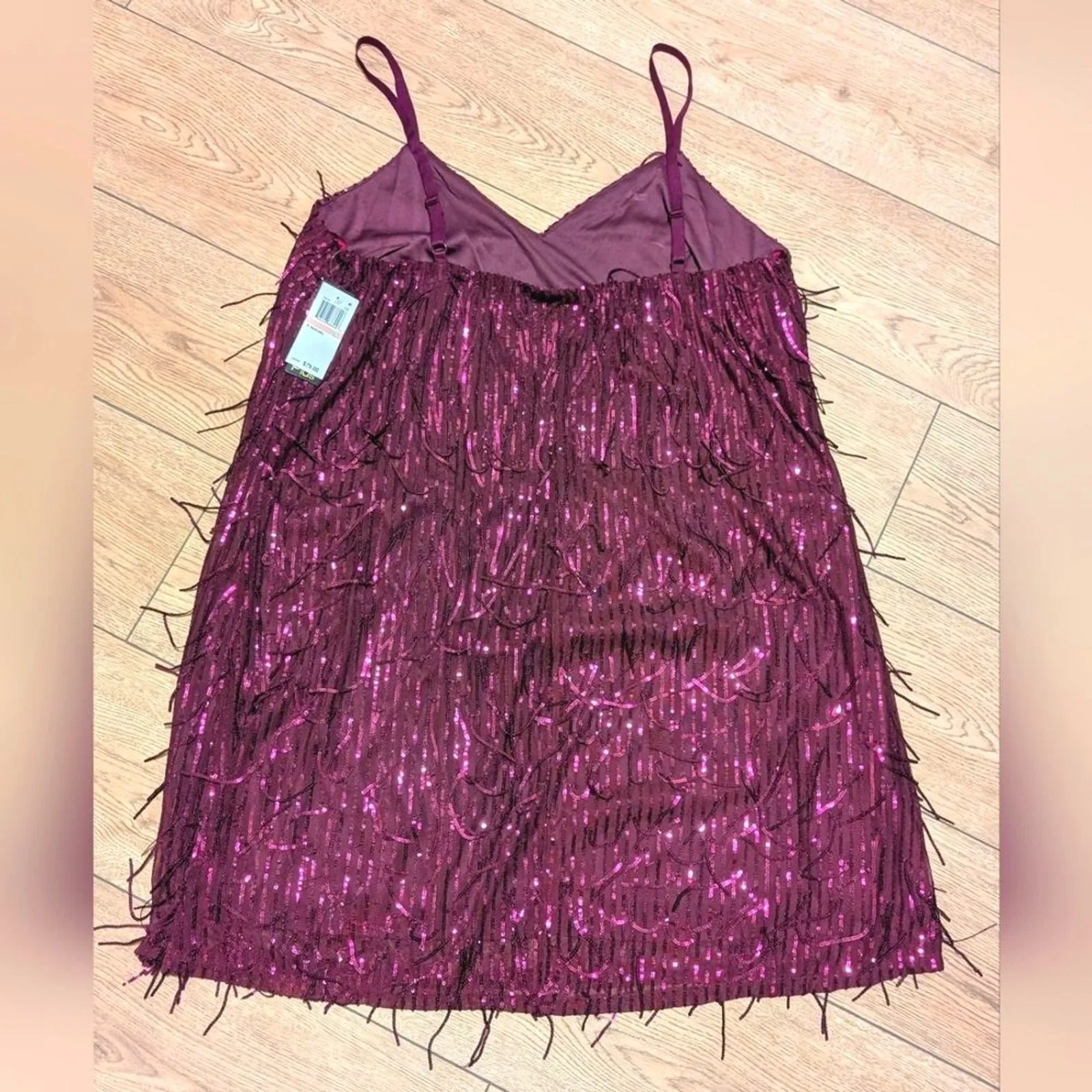 City Studio Plus Dress 2X 18 20 Purple Plum Sequin Fringe Sequined Party NWT NEW - Image 8