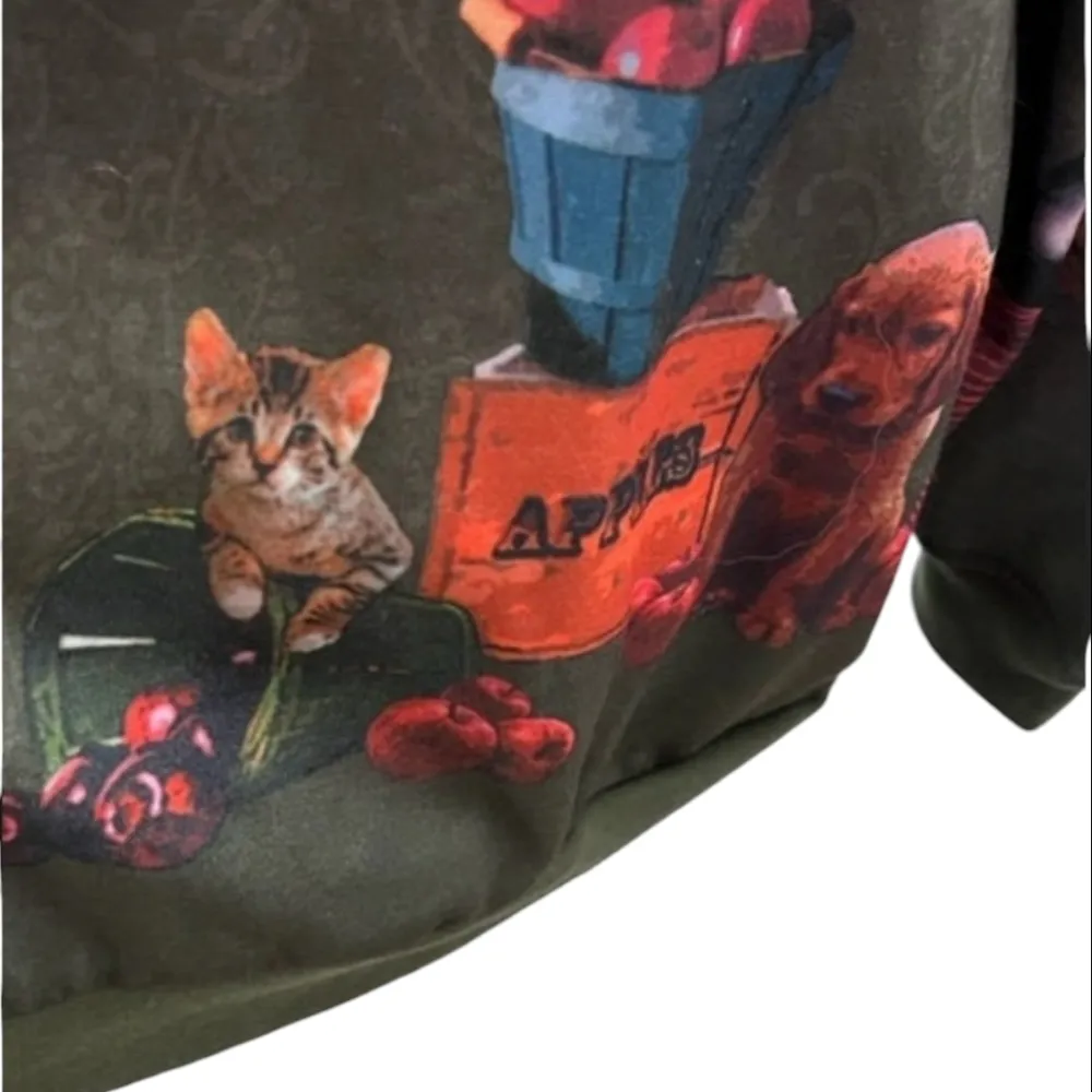 Vintage 90s Blair Green Paisley Cat Dog Farm Print Button Jacket 💚 Size 3XL 🐾 - Image 3