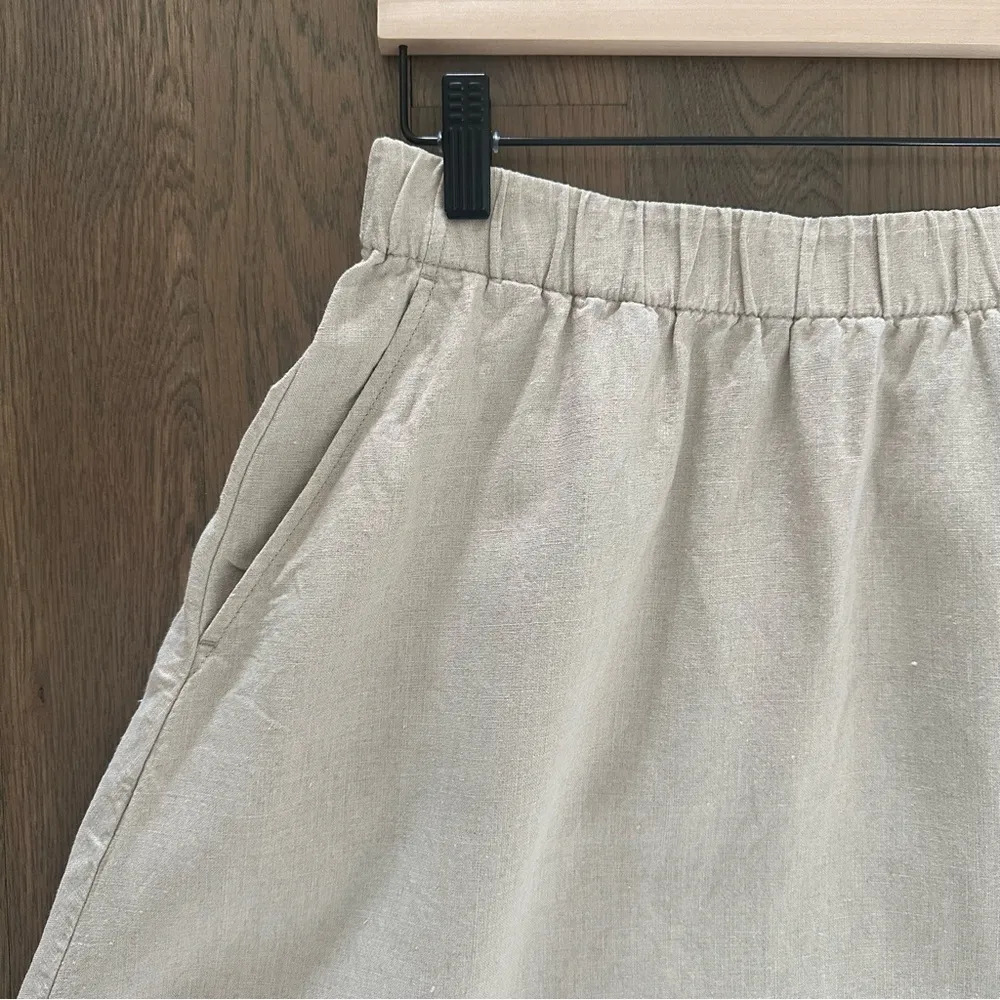 Eileen Fisher A-line Midi 100% Organic Linen Skirt in Undyed Natural Tan XS - Image 6