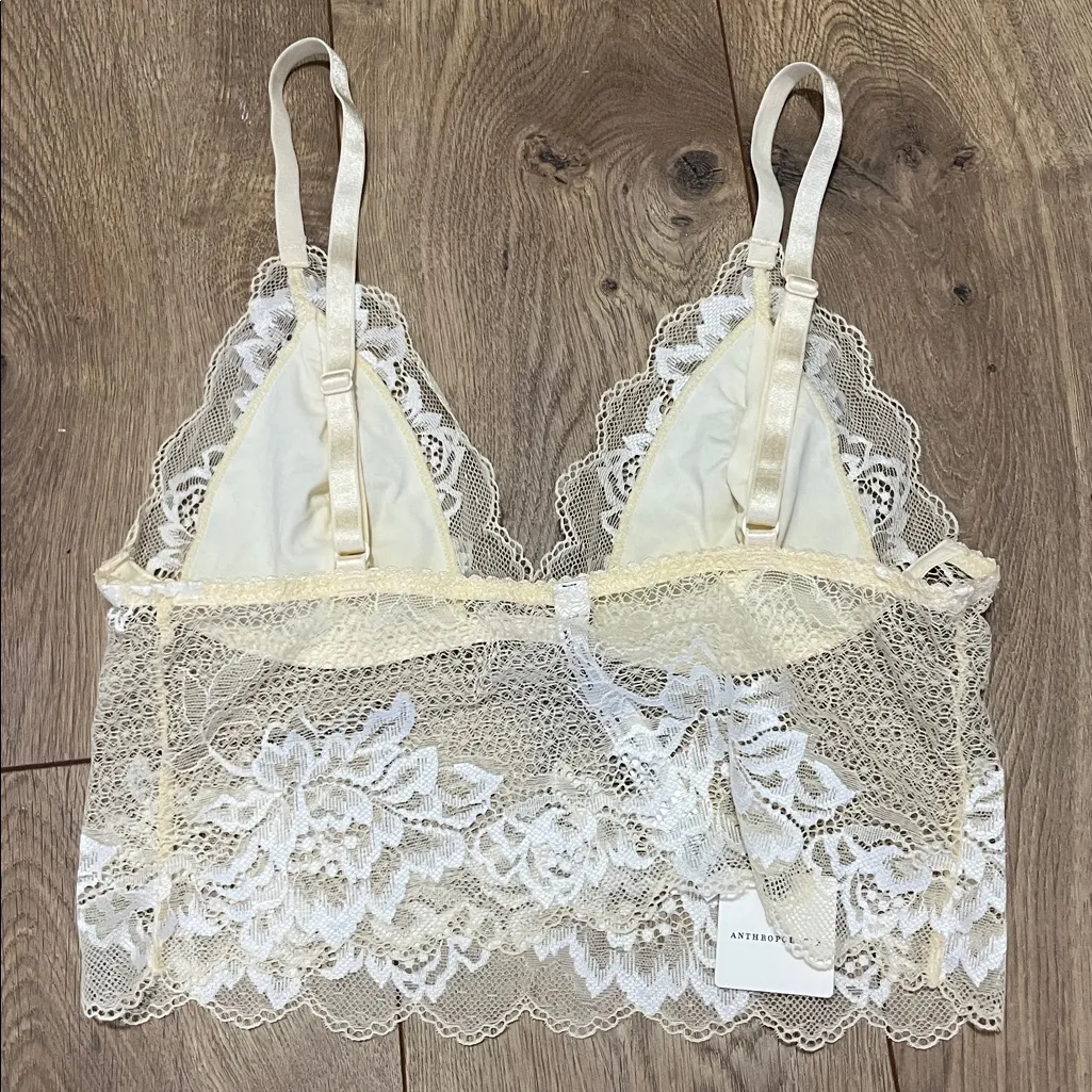 ANTHROPOLOGIE 💛 Elegant Lace Bralette in Light Yellow NWT Size XS - Image 4