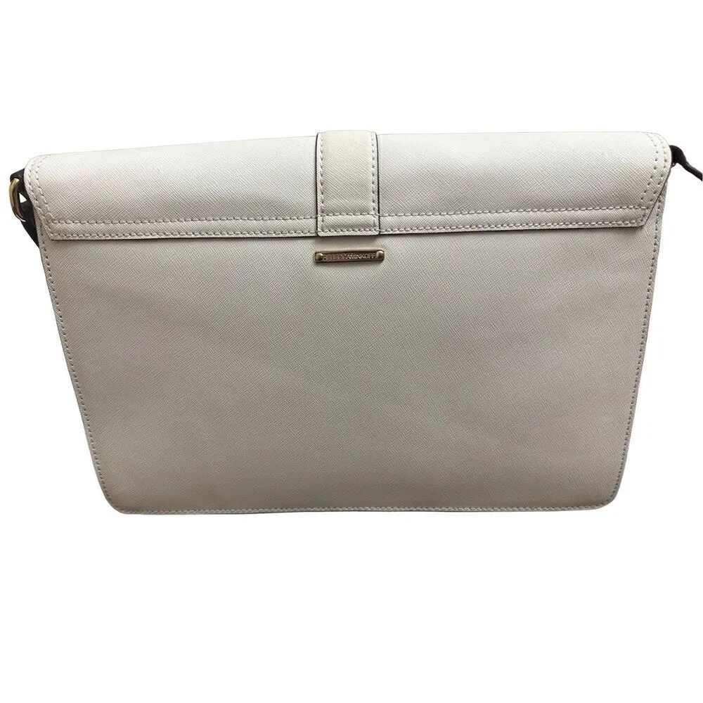 Rebecca Minkoff Handbag Bag Crossbody Hudson White Black Saffiano Leather Flap - Image 2