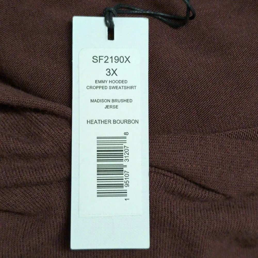 Michael Stars Emmy Hooded Cropped Sweatshirt Brown Madison Brushed Jersey 3X New - Image 7