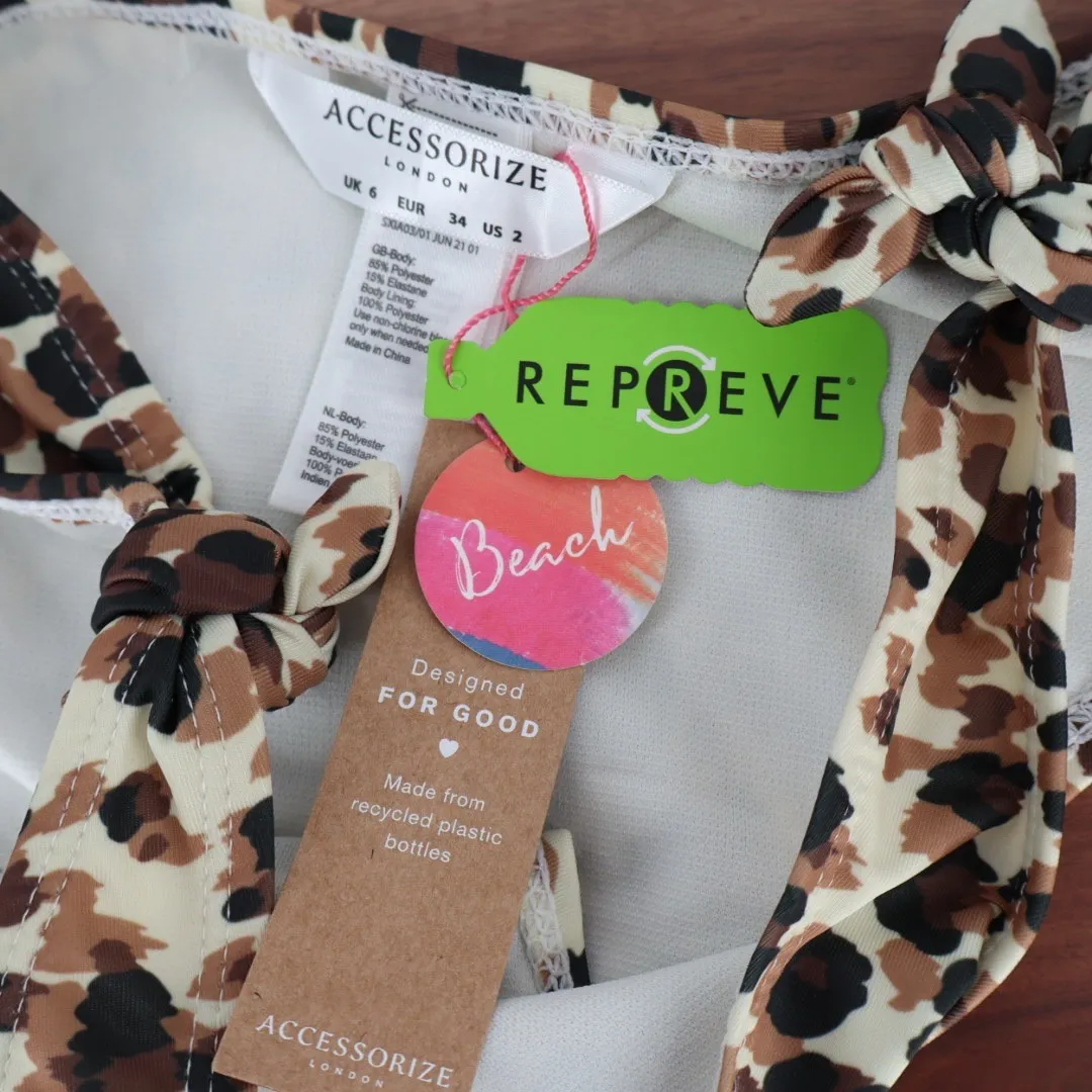 Accessorize Bikini Bottom Leopard Print Multi Tie Side Size 2 Brown - Image 4