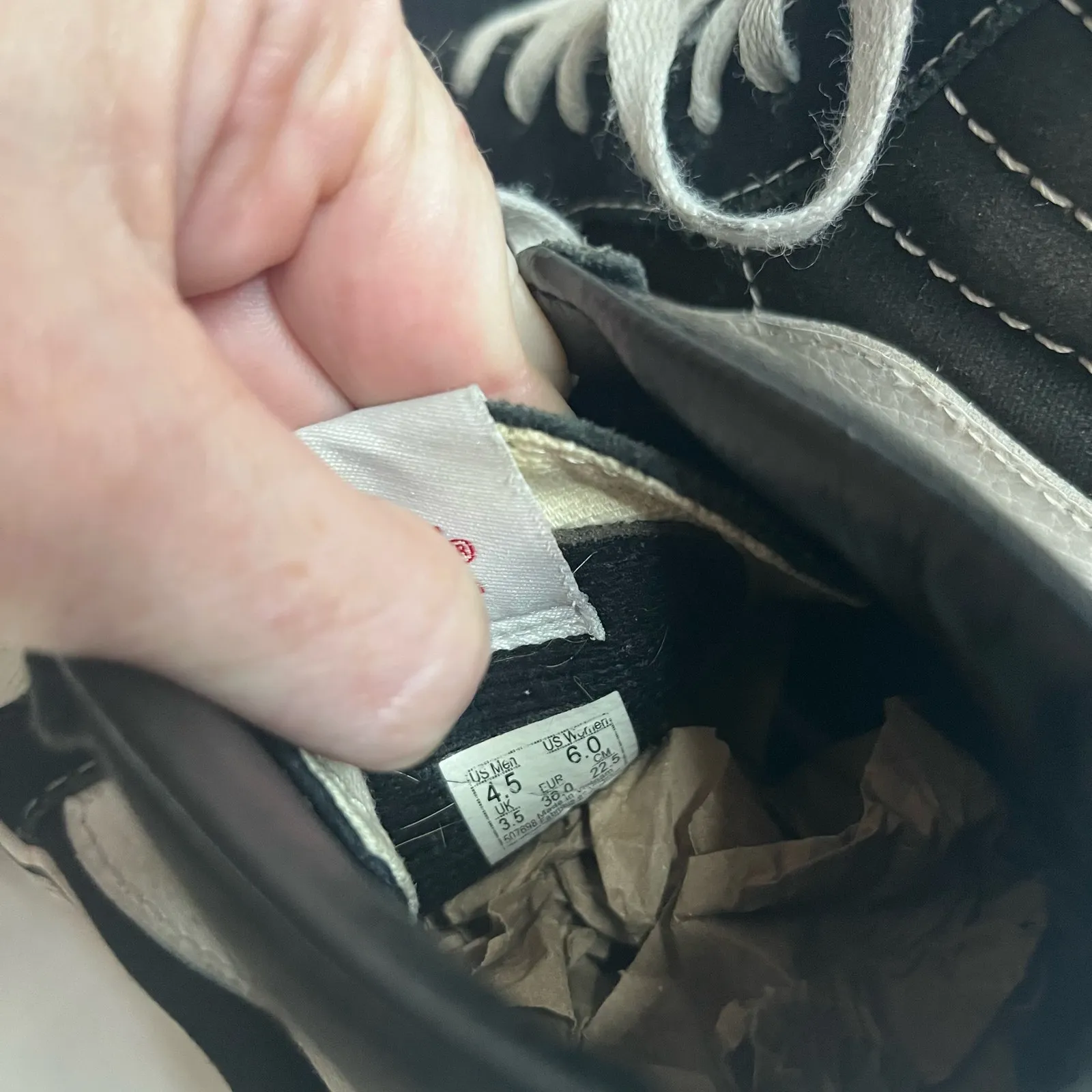 Vans Unisex Black White Suede High Top Skateboard Shoes M Sz 4.5 W Sz 6 - Image 5