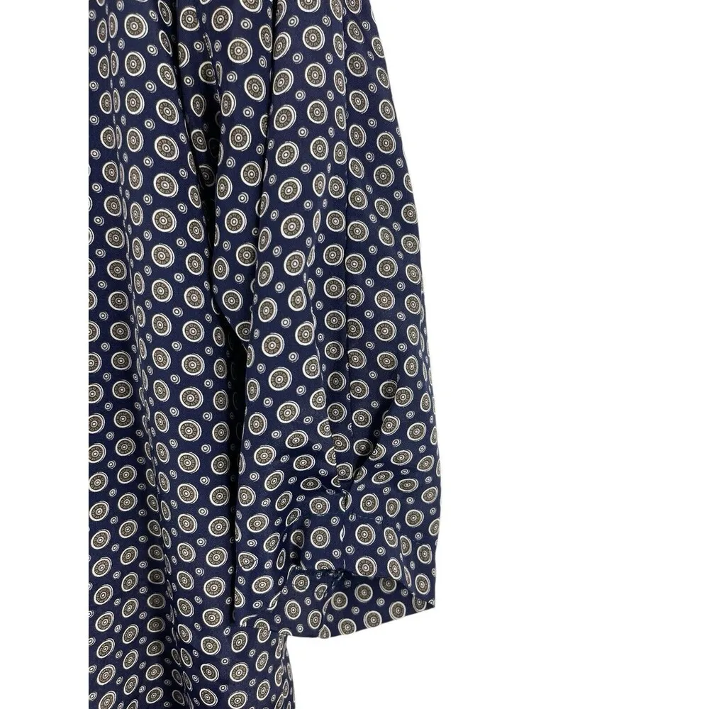 Apostrophe Navy Blue Two Piece 90s Geometric Satin Feel 3/4 Sleeve Skirt Set 14 - Image 3