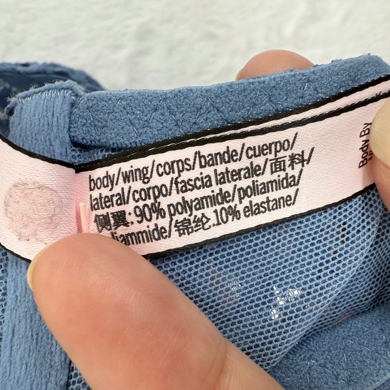 Victoria's Secret Body By Unlined Plunge‎ Lace Bralette Blue 34B Women's - Image 6