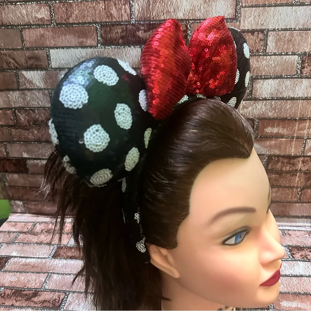 Disney Red and Black Polka Dot Mouse Ears Headband - Image 4