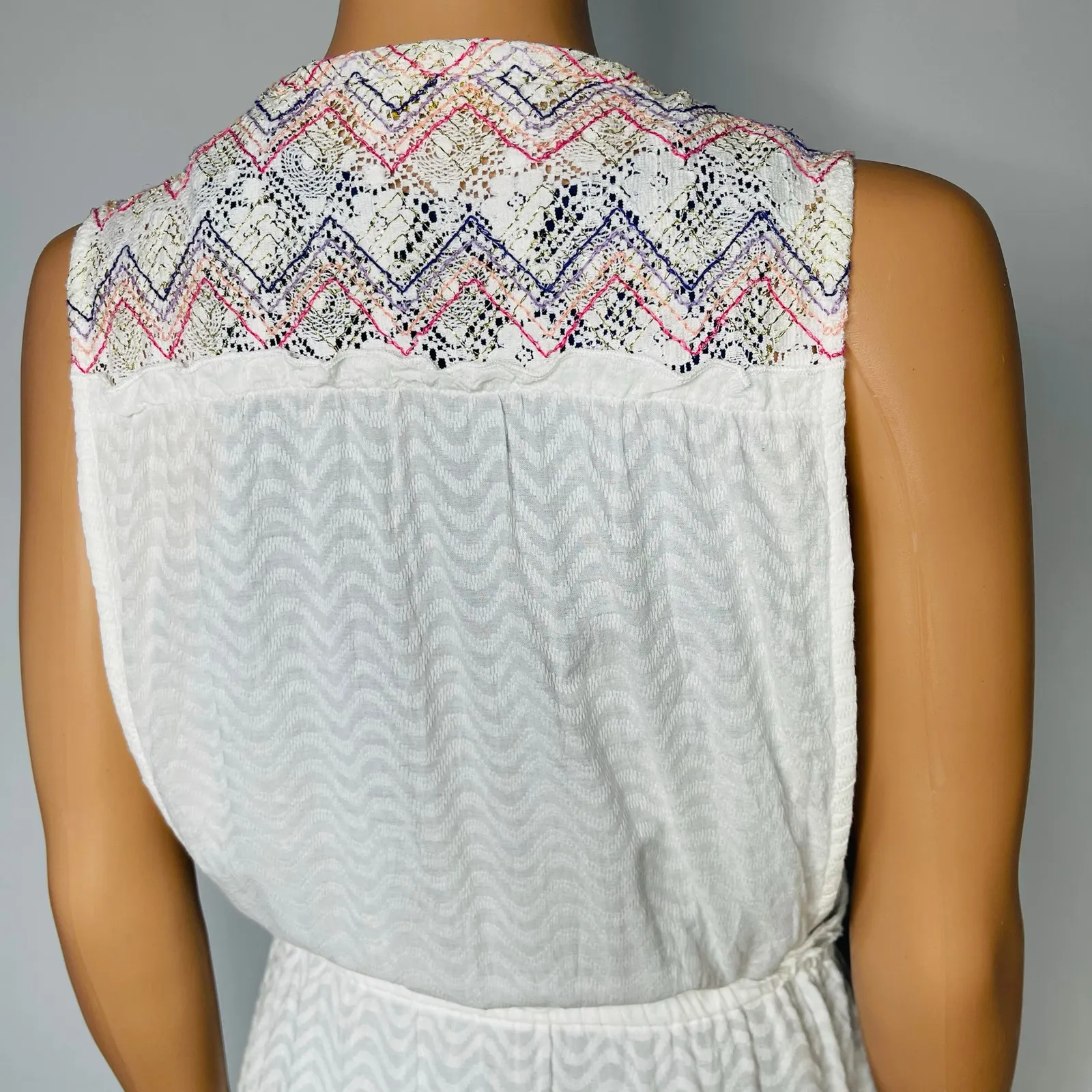 Ramy Brook Paloma Chevron Coverup dress Long embroidered white - Image 8