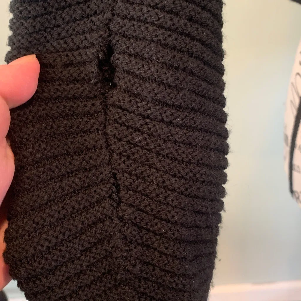 Express Women’s Medium Black Knit Open Drape Front Cropped Cardigan Sweater - Image 6